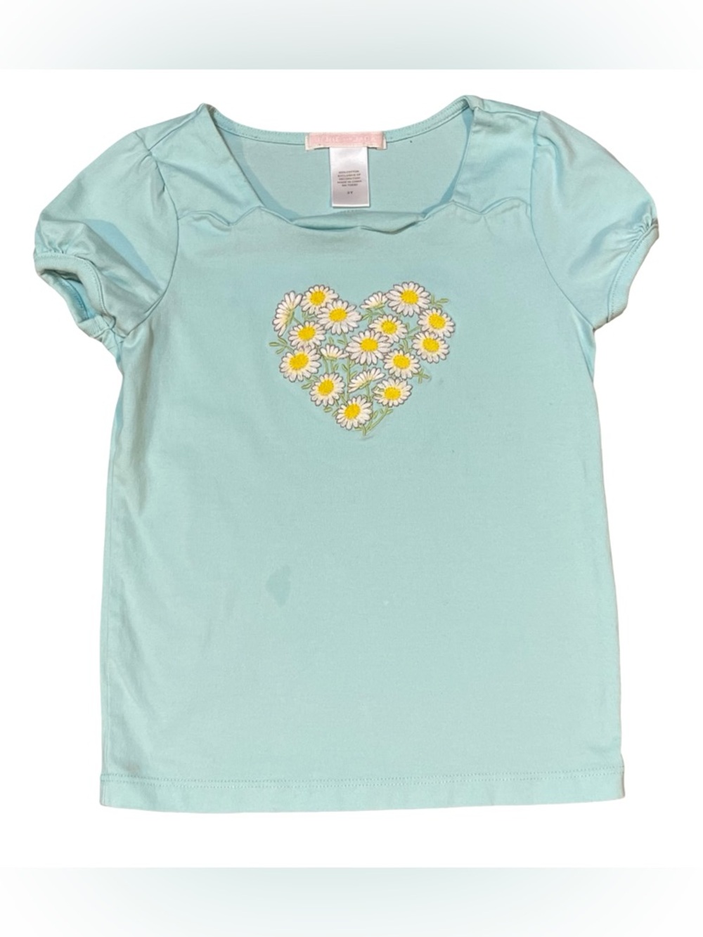 Janie and Jack Spring Celebration Girls' Light Blue Daisy Heart Tee 3T